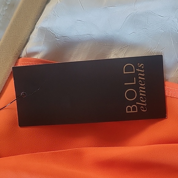 BOLD elements Elegant Atlantic Orange Halter Dress, Size: L, NWT - Picture 4 of 14